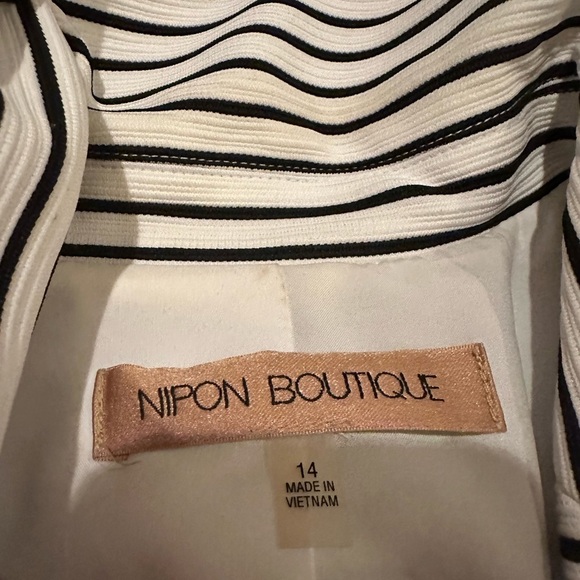Nipon Boutique Black and White Striped Jacket Size 14 - Picture 5 of 11